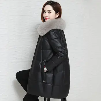 Кожени палта, дамски зимни кожени палта, якета от изкуствена кожа в корейски стил, свободни палта, дамски паркове